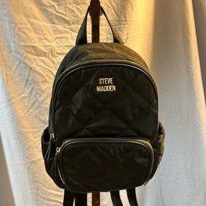 Steve Madden Black and Gold Quilted Backpack